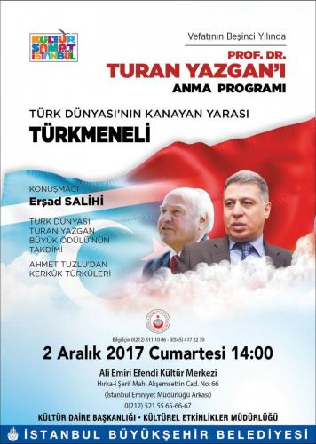 Prof. Dr. Turan Yazgan'ı Anma Programı 2017 Afiş